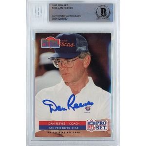 Dan Reeves Autograph 1992 NFL Pro Set Denver Broncos Football Card Beckett Slab